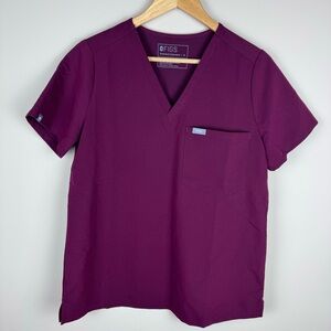 Figs Maroon Catarina One Pocket Scrub Top Medium